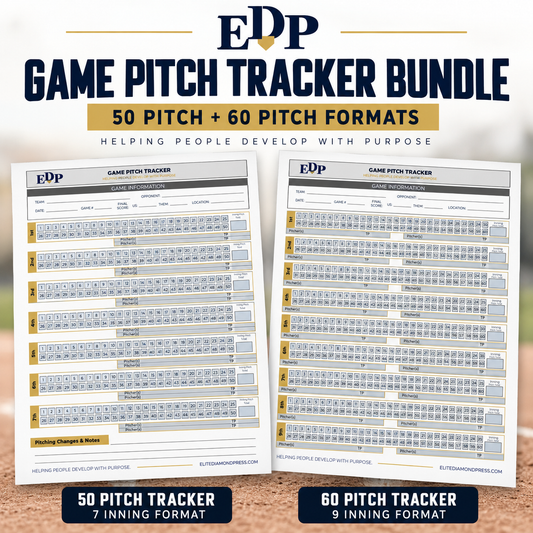 Printable Baseball Pitch Count Tracker Bundle | 50 & 60 Pitch Game Sheets