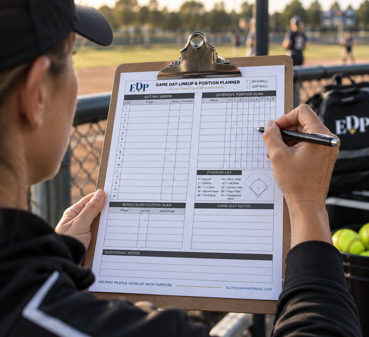 Game Day Lineup & Position Planner – Printable Baseball & Softball Coaching Sheet