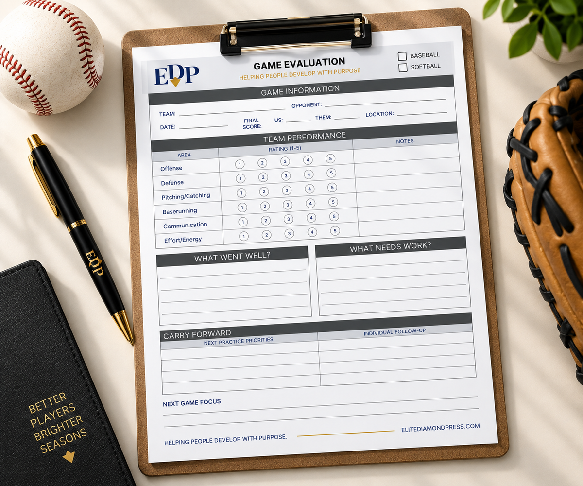Game Evaluation – Printable Baseball & Softball Coaching Sheet