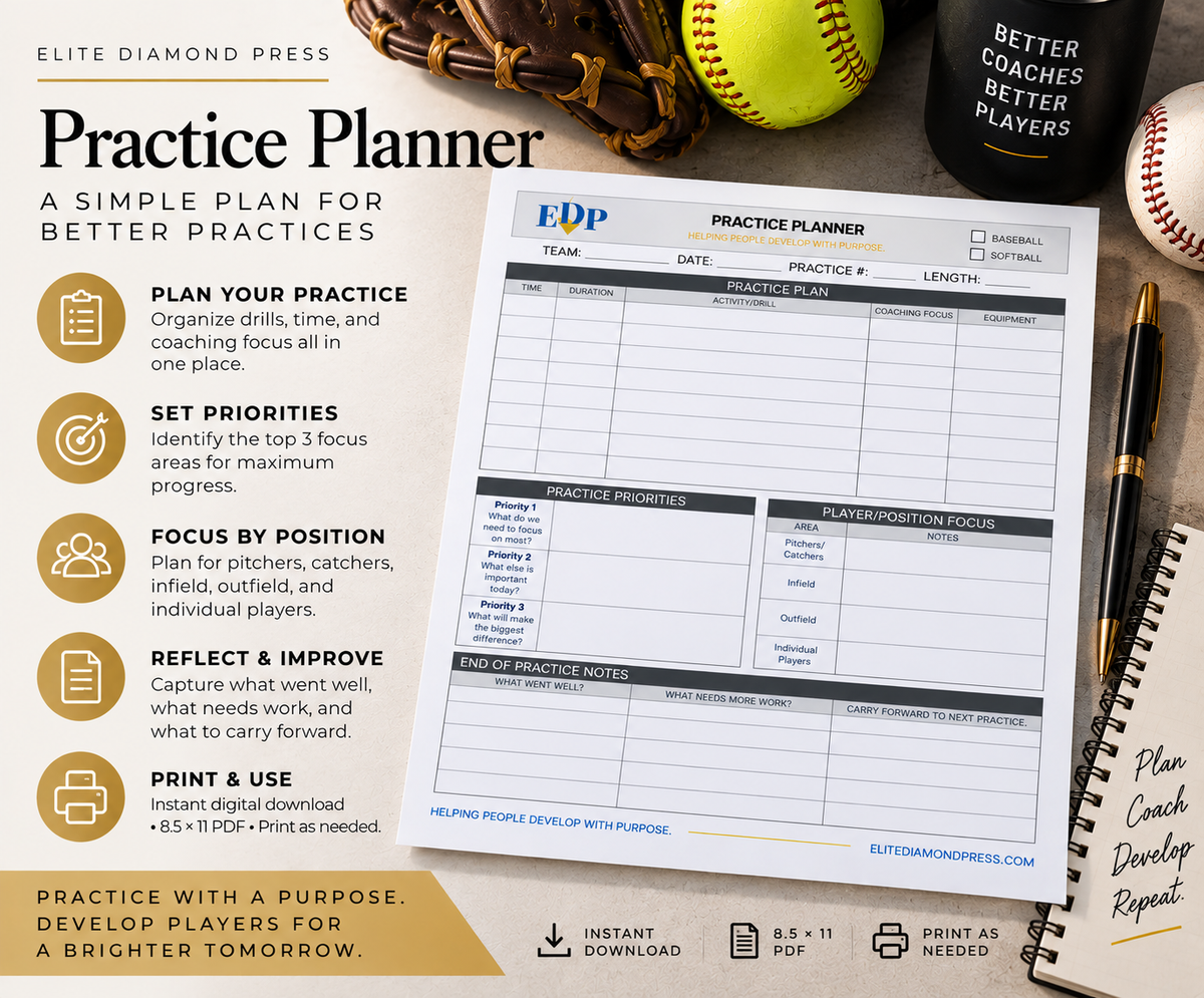 Baseball & Softball Coaching Printables Bundle | 4 Pack Coach Planner