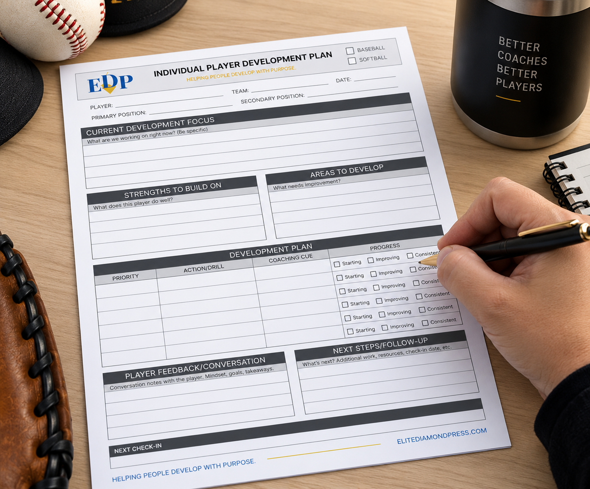 Individual Player Development Plan – Printable Baseball & Softball Coaching Sheet